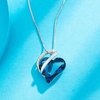 image:imageEVEVIC Austrian Crystal Heart Pendant Necklaces for Women Fashion 14K Gold Plated Dainty Necklace Hypoallergenic JewelryDark Blue