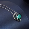 image:imageEVEVIC Austrian Crystal Heart Pendant Necklaces for Women Fashion 14K Gold Plated Dainty Necklace Hypoallergenic JewelryGreen
