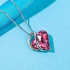 image:imageEVEVIC Austrian Crystal Heart Pendant Necklaces for Women Fashion 14K Gold Plated Dainty Necklace Hypoallergenic JewelryRose Pink