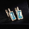 image:imageEVEVIC Austrian Crystal Leverback Earrings for Women Baguette Crystal Drop Earrings 14K Rose Gold Plated Hypoallergenic Jewelry GiftAquamarine