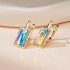 image:imageEVEVIC Austrian Crystal Leverback Earrings for Women Baguette Crystal Drop Earrings 14K Rose Gold Plated Hypoallergenic Jewelry GiftAurora Borealis