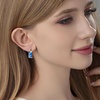 image:imageEVEVIC Austrian Crystal Leverback Earrings for Women Baguette Crystal Drop Earrings 14K Rose Gold Plated Hypoallergenic Jewelry GiftBermuda Blue