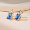 image:imageEVEVIC Austrian Crystal Leverback Earrings for Women Baguette Crystal Drop Earrings 14K Rose Gold Plated Hypoallergenic Jewelry GiftBermuda Blue
