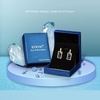 image:imageEVEVIC Austrian Crystal Leverback Earrings for Women Baguette Crystal Drop Earrings 14K Rose Gold Plated Hypoallergenic Jewelry GiftBermuda Blue