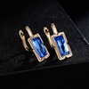 image:imageEVEVIC Austrian Crystal Leverback Earrings for Women Baguette Crystal Drop Earrings 14K Rose Gold Plated Hypoallergenic Jewelry GiftBermuda Blue