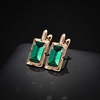 image:imageEVEVIC Austrian Crystal Leverback Earrings for Women Baguette Crystal Drop Earrings 14K Rose Gold Plated Hypoallergenic Jewelry GiftEmerald Green