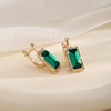 image:imageEVEVIC Austrian Crystal Leverback Earrings for Women Baguette Crystal Drop Earrings 14K Rose Gold Plated Hypoallergenic Jewelry GiftEmerald Green
