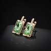 image:imageEVEVIC Austrian Crystal Leverback Earrings for Women Baguette Crystal Drop Earrings 14K Rose Gold Plated Hypoallergenic Jewelry GiftFern Green