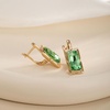image:imageEVEVIC Austrian Crystal Leverback Earrings for Women Baguette Crystal Drop Earrings 14K Rose Gold Plated Hypoallergenic Jewelry GiftFern Green
