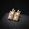image:imageEVEVIC Austrian Crystal Leverback Earrings for Women Baguette Crystal Drop Earrings 14K Rose Gold Plated Hypoallergenic Jewelry GiftLight Topaz