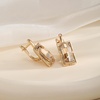 image:imageEVEVIC Austrian Crystal Leverback Earrings for Women Baguette Crystal Drop Earrings 14K Rose Gold Plated Hypoallergenic Jewelry GiftLight Topaz