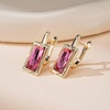 image:imageEVEVIC Austrian Crystal Leverback Earrings for Women Baguette Crystal Drop Earrings 14K Rose Gold Plated Hypoallergenic Jewelry GiftPink