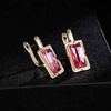 image:imageEVEVIC Austrian Crystal Leverback Earrings for Women Baguette Crystal Drop Earrings 14K Rose Gold Plated Hypoallergenic Jewelry GiftPink