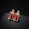 image:imageEVEVIC Austrian Crystal Leverback Earrings for Women Baguette Crystal Drop Earrings 14K Rose Gold Plated Hypoallergenic Jewelry GiftRed