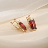 image:imageEVEVIC Austrian Crystal Leverback Earrings for Women Baguette Crystal Drop Earrings 14K Rose Gold Plated Hypoallergenic Jewelry GiftRed