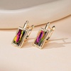 image:imageEVEVIC Austrian Crystal Leverback Earrings for Women Baguette Crystal Drop Earrings 14K Rose Gold Plated Hypoallergenic Jewelry GiftVitrail Medium