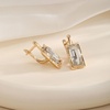 image:imageEVEVIC Austrian Crystal Leverback Earrings for Women Baguette Crystal Drop Earrings 14K Rose Gold Plated Hypoallergenic Jewelry GiftWhite Clear