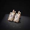 image:imageEVEVIC Austrian Crystal Leverback Earrings for Women Baguette Crystal Drop Earrings 14K Rose Gold Plated Hypoallergenic Jewelry GiftWhite Clear