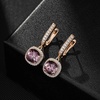 image:imageEVEVIC Austrian Crystal Leverback Square Cushion Halo Dangle Huggie Earrings for Women 14K Gold Plated Hypoallergenic Jewelry GiftAntique Pink