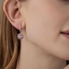 image:imageEVEVIC Austrian Crystal Leverback Square Cushion Halo Dangle Huggie Earrings for Women 14K Gold Plated Hypoallergenic Jewelry GiftAntique Pink