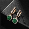image:imageEVEVIC Austrian Crystal Leverback Square Cushion Halo Dangle Huggie Earrings for Women 14K Gold Plated Hypoallergenic Jewelry GiftEmerald Green