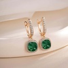 image:imageEVEVIC Austrian Crystal Leverback Square Cushion Halo Dangle Huggie Earrings for Women 14K Gold Plated Hypoallergenic Jewelry GiftEmerald Green
