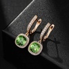image:imageEVEVIC Austrian Crystal Leverback Square Cushion Halo Dangle Huggie Earrings for Women 14K Gold Plated Hypoallergenic Jewelry GiftFern Green