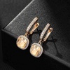 image:imageEVEVIC Austrian Crystal Leverback Square Cushion Halo Dangle Huggie Earrings for Women 14K Gold Plated Hypoallergenic Jewelry GiftLight Topaz