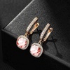 image:imageEVEVIC Austrian Crystal Leverback Square Cushion Halo Dangle Huggie Earrings for Women 14K Gold Plated Hypoallergenic Jewelry GiftPink