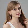 image:imageEVEVIC Austrian Crystal Leverback Square Cushion Halo Dangle Huggie Earrings for Women 14K Gold Plated Hypoallergenic Jewelry GiftPink