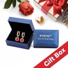 image:imageEVEVIC Austrian Crystal Leverback Square Cushion Halo Dangle Huggie Earrings for Women 14K Gold Plated Hypoallergenic Jewelry GiftRed