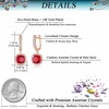image:imageEVEVIC Austrian Crystal Leverback Square Cushion Halo Dangle Huggie Earrings for Women 14K Gold Plated Hypoallergenic Jewelry GiftRed
