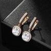 image:imageEVEVIC Austrian Crystal Leverback Square Cushion Halo Dangle Huggie Earrings for Women 14K Gold Plated Hypoallergenic Jewelry GiftWhite Clear