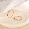 image:imageEVEVIC Austrian Crystal Lightweight Bamboo Gold Hoop Earrings for Women 14K Rose Gold Plated Hypoallergenic Earring Jewelry GiftDark Blue