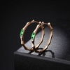image:imageEVEVIC Austrian Crystal Lightweight Bamboo Gold Hoop Earrings for Women 14K Rose Gold Plated Hypoallergenic Earring Jewelry GiftGreen