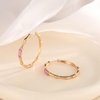 image:imageEVEVIC Austrian Crystal Lightweight Bamboo Gold Hoop Earrings for Women 14K Rose Gold Plated Hypoallergenic Earring Jewelry GiftPink
