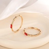 image:imageEVEVIC Austrian Crystal Lightweight Bamboo Gold Hoop Earrings for Women 14K Rose Gold Plated Hypoallergenic Earring Jewelry GiftRed