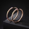 image:imageEVEVIC Austrian Crystal Lightweight Champagne Gold Hoop Earrings for Women Trendy 14K Gold Plated Hoops Earring Jewelry GiftAurora Borealis