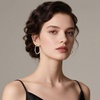 image:imageEVEVIC Austrian Crystal Lightweight Champagne Gold Hoop Earrings for Women Trendy 14K Gold Plated Hoops Earring Jewelry GiftDark Blue