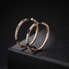 image:imageEVEVIC Austrian Crystal Lightweight Champagne Gold Hoop Earrings for Women Trendy 14K Gold Plated Hoops Earring Jewelry GiftDark Blue