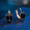 image:imageEVEVIC Austrian Crystal Octagon Pendant Necklaces Earrings Set for Women 14K Gold Plated Hypoallergenic Fashion Jewelry Sets Dark Blue