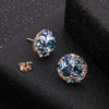 image:imageEVEVIC Austrian Crystal Rhinestone Stud Earrings and Bracelet for Women 14K Gold Plated Dainty Colorful Charm Jewelry Gift Blue