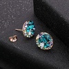 image:imageEVEVIC Austrian Crystal Rhinestone Stud Earrings and Bracelet for Women 14K Gold Plated Dainty Colorful Charm Jewelry GiftBlue Green