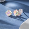 image:imageEVEVIC Austrian Crystal Square Cilp On Earrings for Women 14K Gold Plated Non Pierced for Sensitive Ears Jewelry Gifts for AnniversaryAurora Borealis