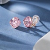image:imageEVEVIC Austrian Crystal Square Cilp On Earrings for Women 14K Gold Plated Non Pierced for Sensitive Ears Jewelry Gifts for AnniversaryPink
