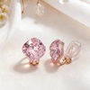 image:imageEVEVIC Austrian Crystal Square Cilp On Earrings for Women 14K Gold Plated Non Pierced for Sensitive Ears Jewelry Gifts for AnniversaryPink