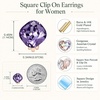 image:imageEVEVIC Austrian Crystal Square Cilp On Earrings for Women 14K Gold Plated Non Pierced for Sensitive Ears Jewelry Gifts for AnniversaryTanzanite