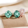 image:imageEVEVIC Austrian Crystal Square Cilp On Earrings for Women 14K Gold Plated Non Pierced for Sensitive Ears Jewelry Gifts for AnniversaryTeal