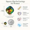 image:imageEVEVIC Austrian Crystal Square Cilp On Earrings for Women 14K Gold Plated Non Pierced for Sensitive Ears Jewelry Gifts for AnniversaryVitrail Medium