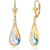 image:imageEVEVIC Austrian Crystal Teardrop Leverback Dangle Drop Earrings for Women 14K Gold Plated Hypoallergenic Jewelry GiftAurora Borealis